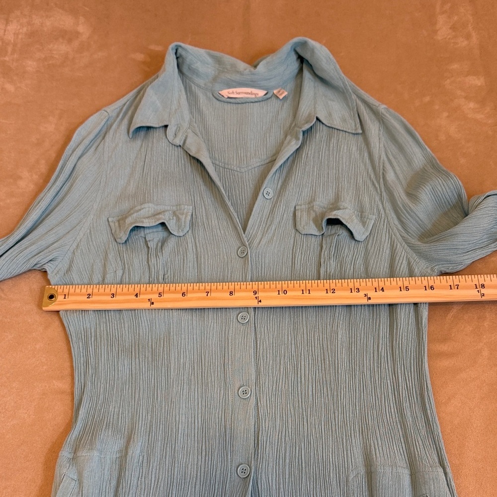 Soft Surroundings Gauzy Lightweight Maxi Shirt Dress Sea Foam Green Size M - Picture 8 of 9